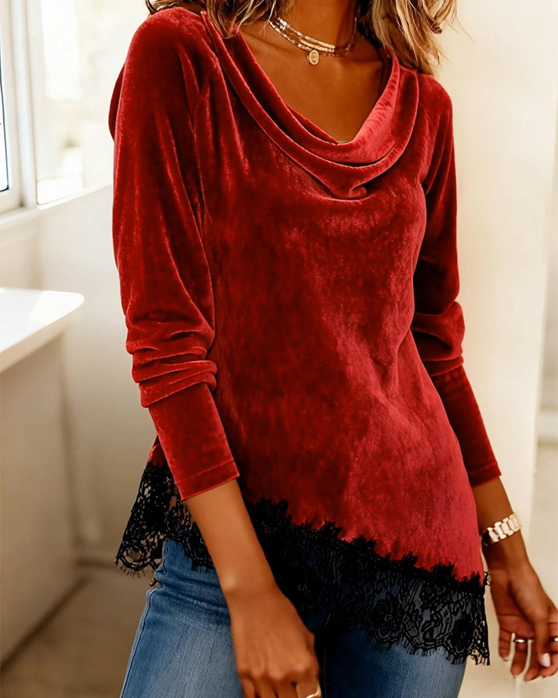 Long-Sleeved Turtleneck with Spliced Design