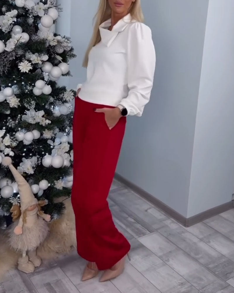 Chic Long Sleeve Top with Puff Sleeves