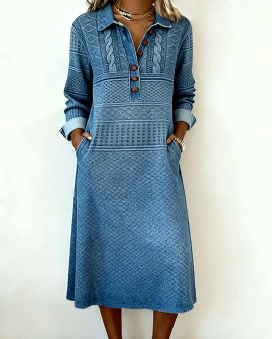 Chic Half Button Lapel Dress