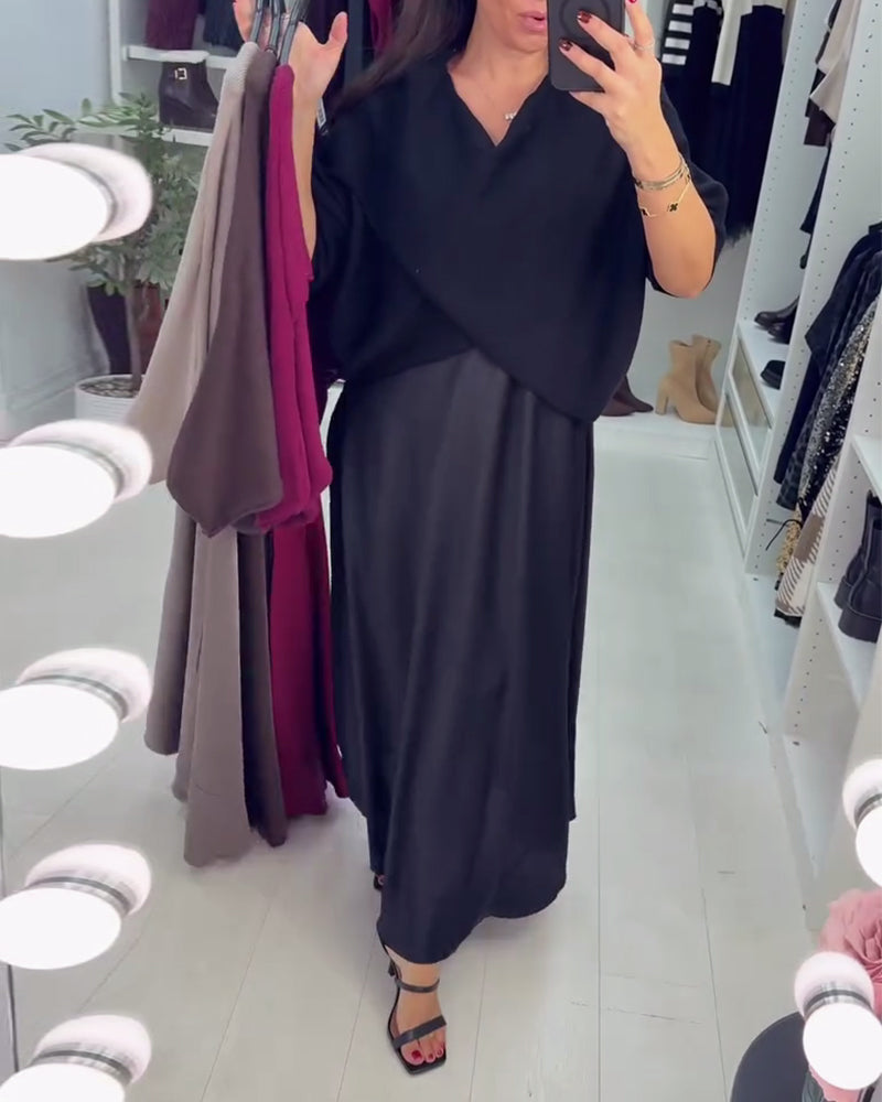 Relaxed V-Neck Sweater Dress