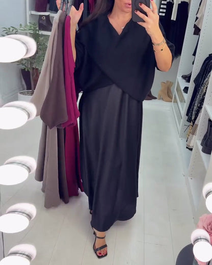 Relaxed V-Neck Sweater Dress