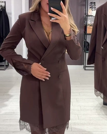 V-Neck Color-Blocked Work Dress