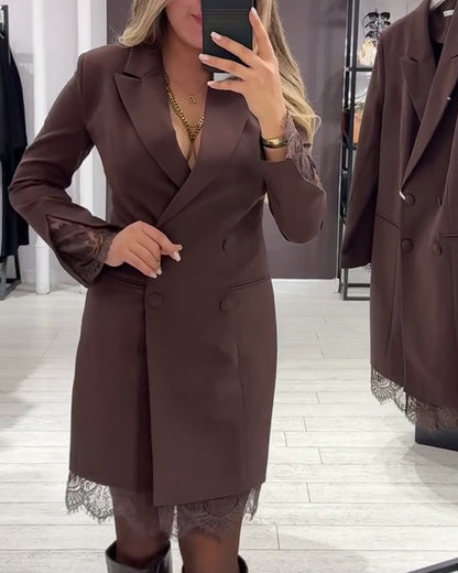 V-Neck Color-Blocked Work Dress