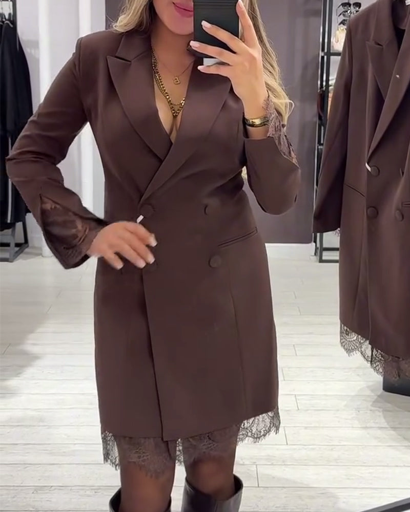 V-Neck Color-Blocked Work Dress