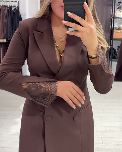 V-Neck Color-Blocked Work Dress