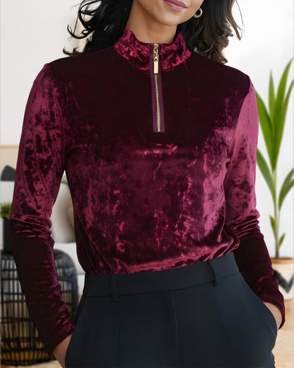 Solid Color Half-Zip Base Layer Top