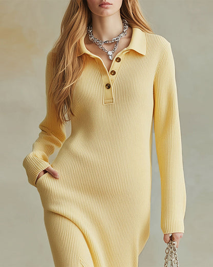 Chic Sweater Dress with Open Button Details