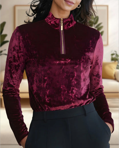 Solid Color Half-Zip Base Layer Top