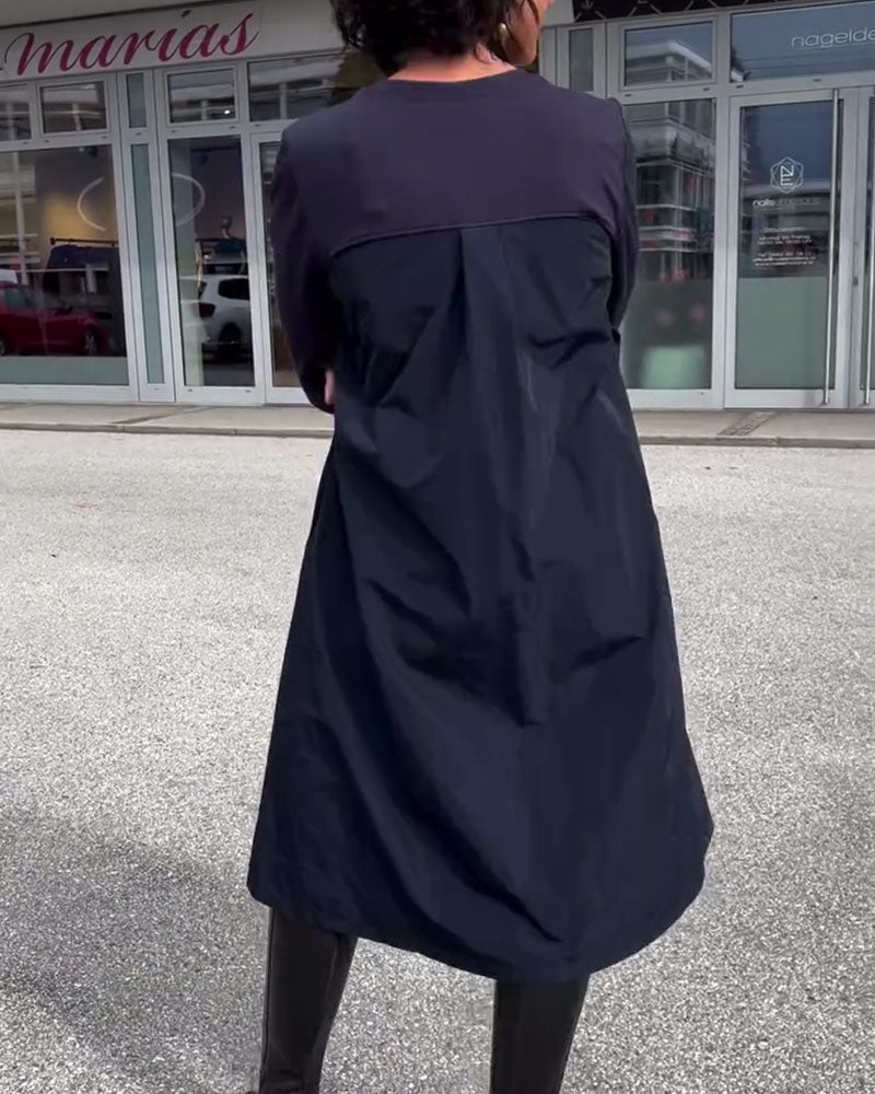 Chic Patchwork Round Neck Dress