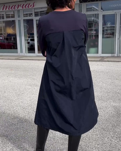 Chic Patchwork Round Neck Dress