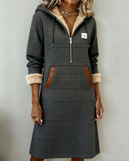 Chic Color-Blocked Hooded Dress